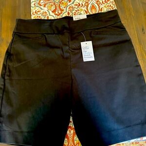 Black pull on cotton blend shorts